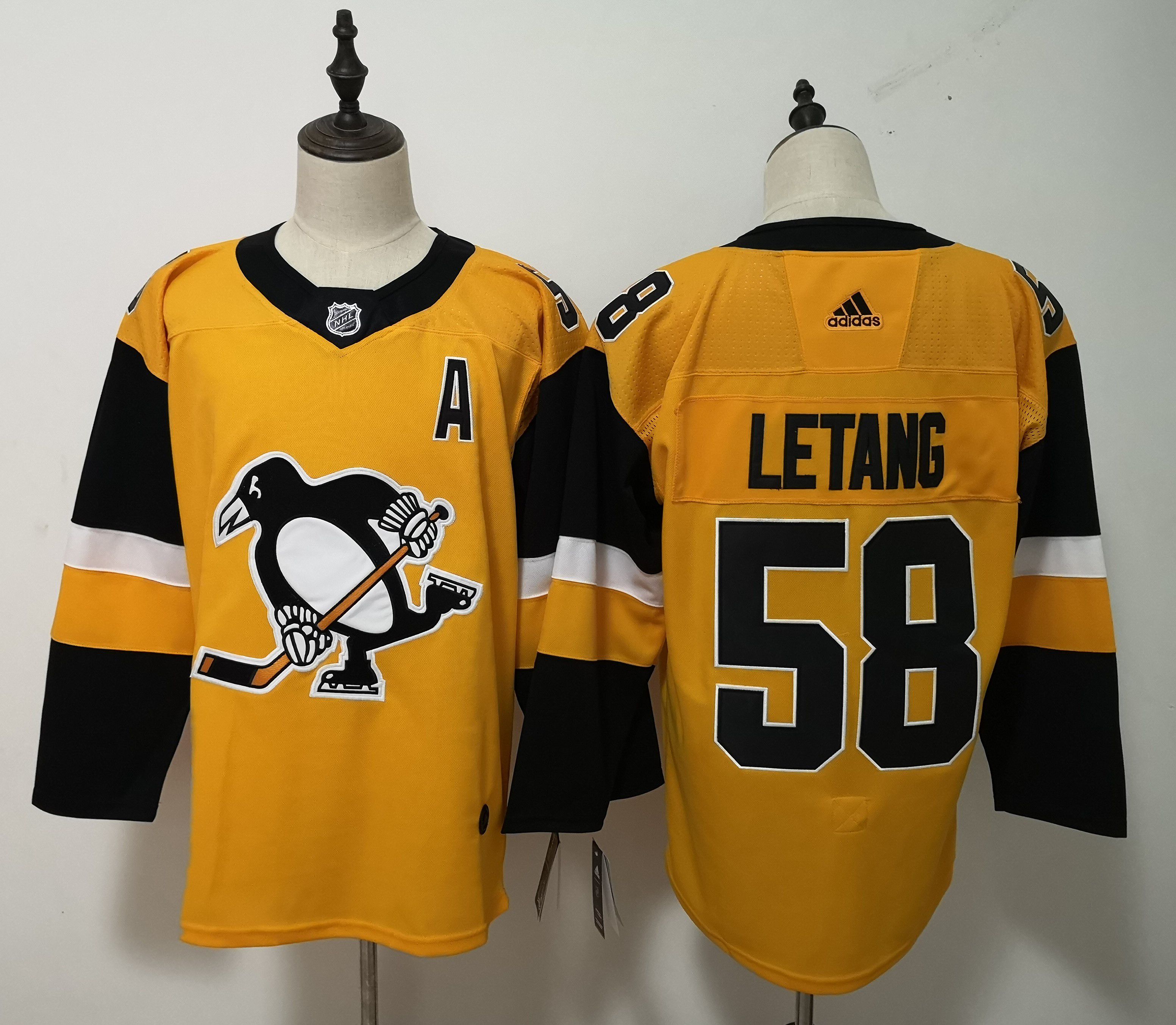 Men Pittsburgh Penguins #58 Letang Yellow Adidas Alternate Authentic Stitched NHL Jersey->youth nhl jersey->Youth Jersey